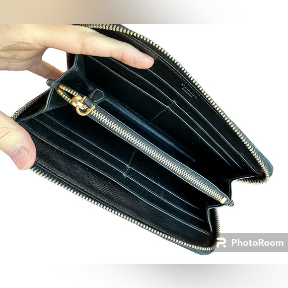 🖤AUTHENTIC PRADA BLACK SAFFIANO FIOCCO LEATHER ZIP WALLET + INCLUSIONS🖤 - Picture 2 of 11